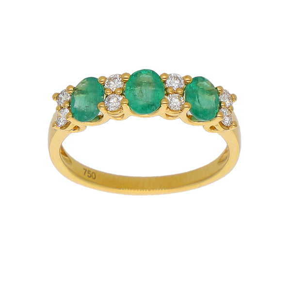 Anillo Oro Amarillo Esmeralda y Brillantes AN-14065