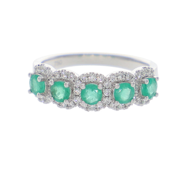 Anillo Oro Blanco Esmeralda y Brillantes AN-14066