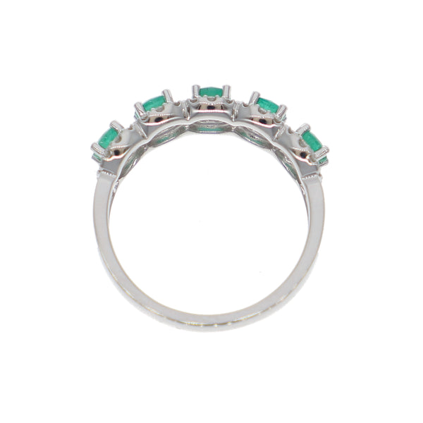 Anillo Oro Blanco Esmeralda y Brillantes AN-14066