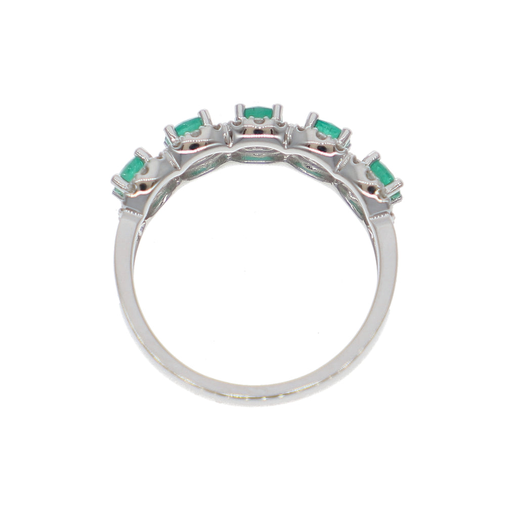 Anillo Oro Blanco Esmeralda y Brillantes AN-14066