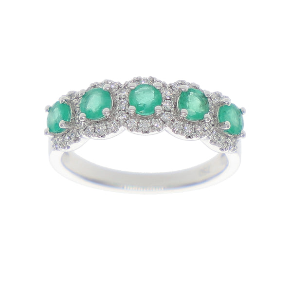 Anillo Oro Blanco Esmeralda y Brillantes AN-14066