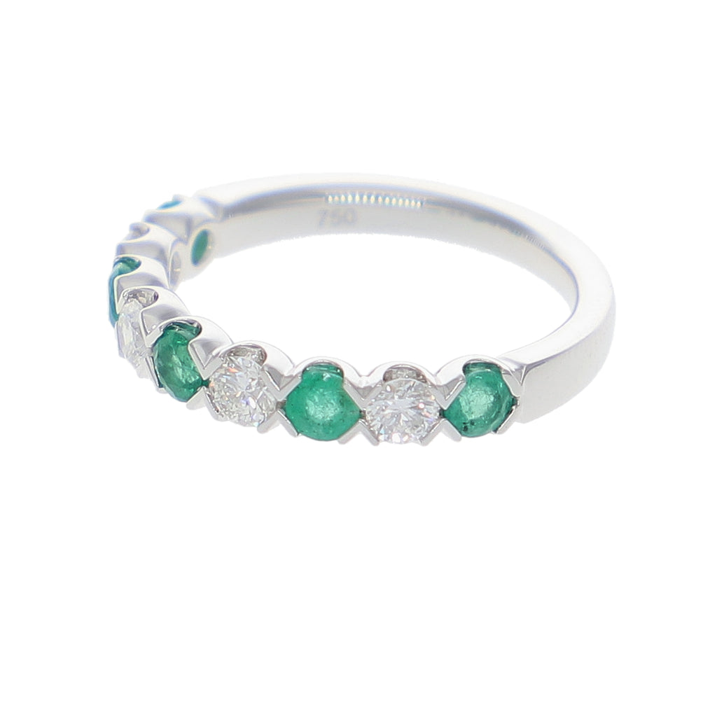 Anillo Oro Blanco Esmeralda y Brillantes AN-14067