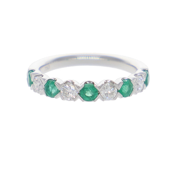 Anillo Oro Blanco Esmeralda y Brillantes AN-14067