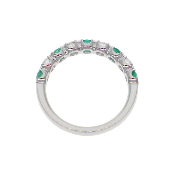 Anillo Oro Blanco Esmeralda y Brillantes AN-14067
