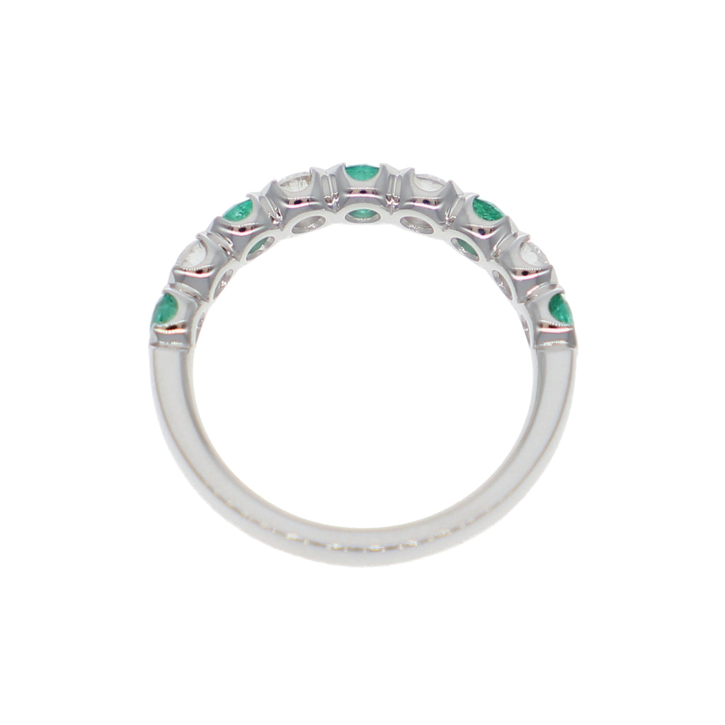 Anillo Oro Blanco Esmeralda y Brillantes AN-14067