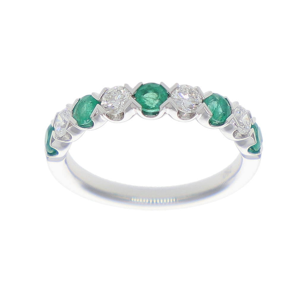 Anillo Oro Blanco Esmeralda y Brillantes AN-14067