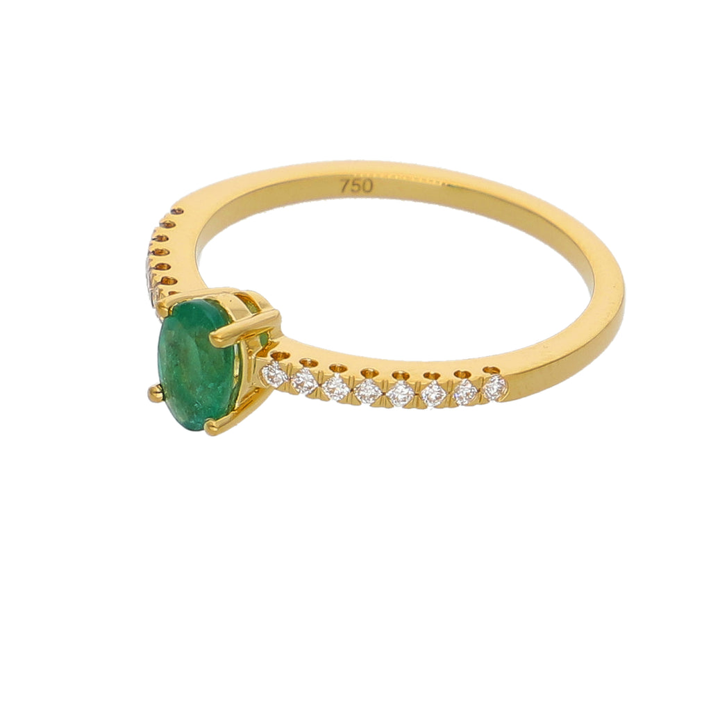 Anillo Oro Amarillo Esmeralda y Brillantes AN-14068
