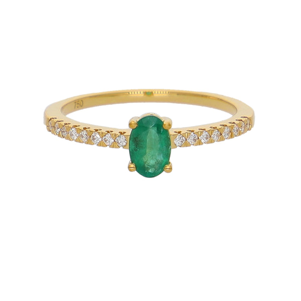 Anillo Oro Amarillo Esmeralda y Brillantes AN-14068