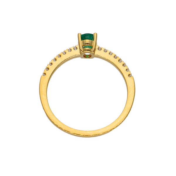 Anillo Oro Amarillo Esmeralda y Brillantes AN-14068