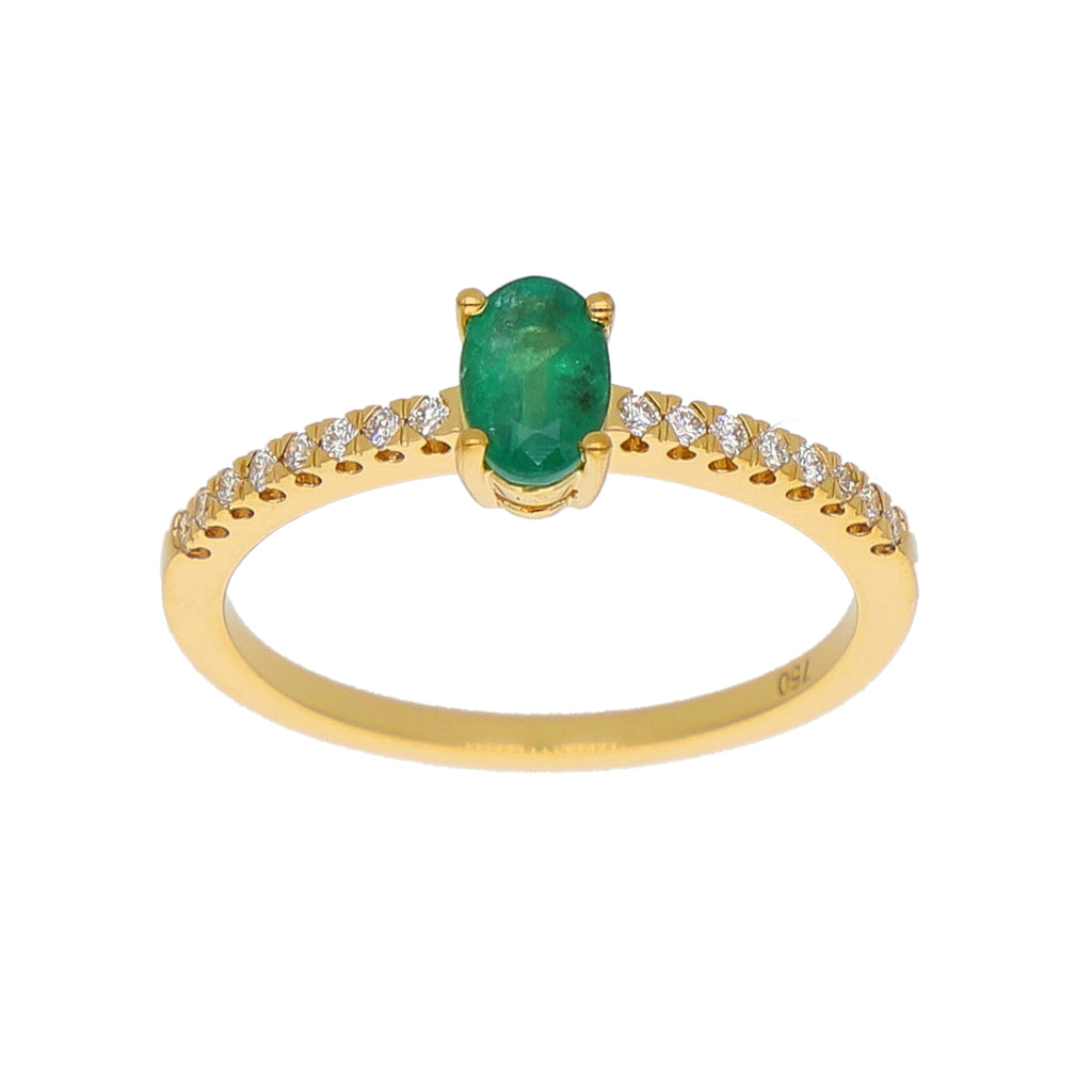 Anillo Oro Amarillo Esmeralda y Brillantes AN-14068