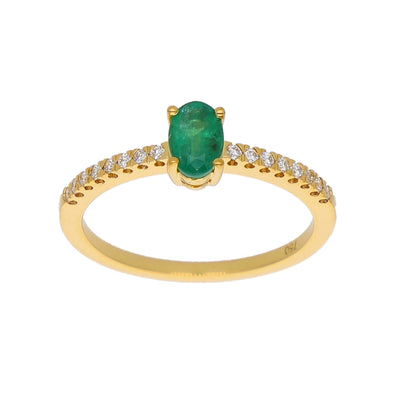 Anillo Oro Amarillo Esmeralda y Brillantes AN-14068