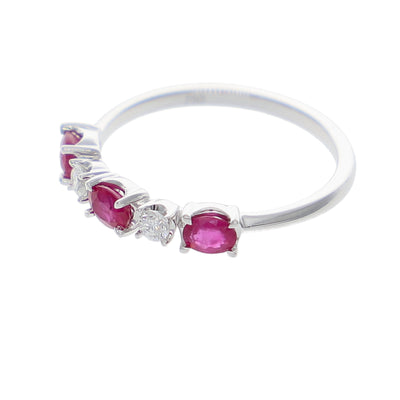 Anillo Oro Blanco Rubí y Brillantes AN-14069