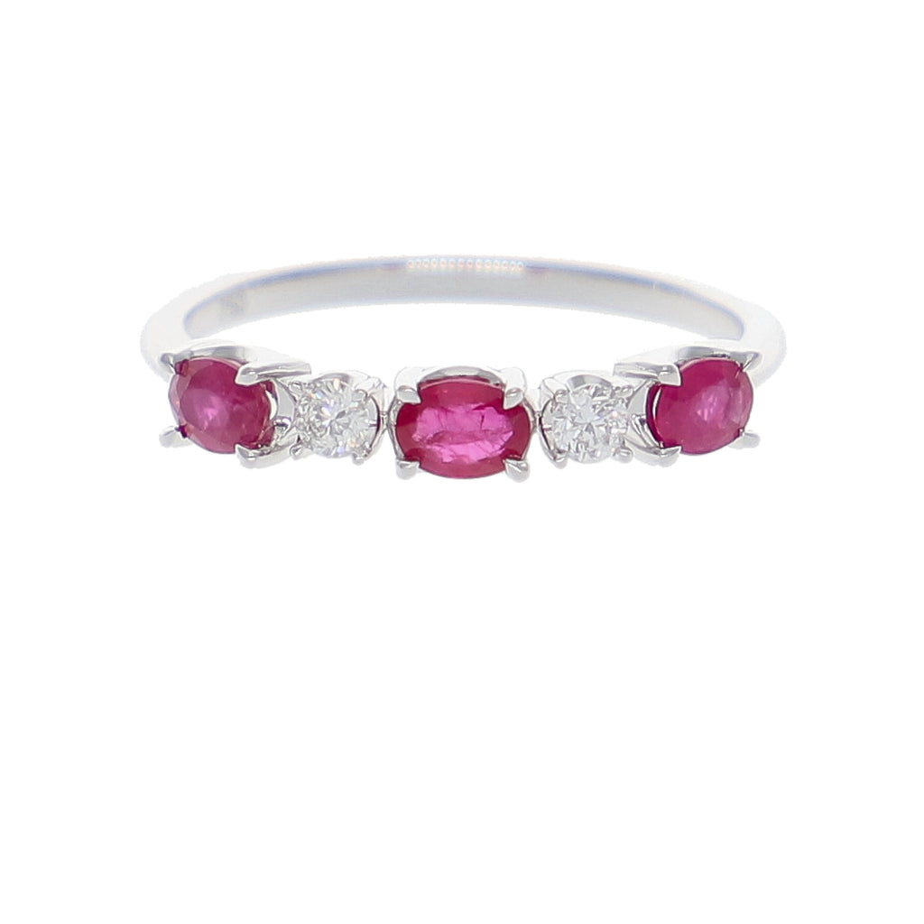 Anillo Oro Blanco Rubí y Brillantes AN-14069