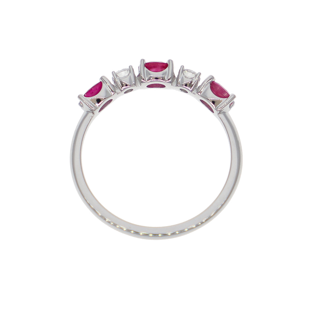 Anillo Oro Blanco Rubí y Brillantes AN-14069