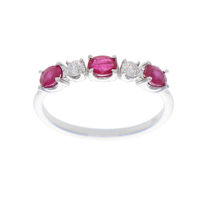 Anillo Oro Blanco Rubí y Brillantes AN-14069