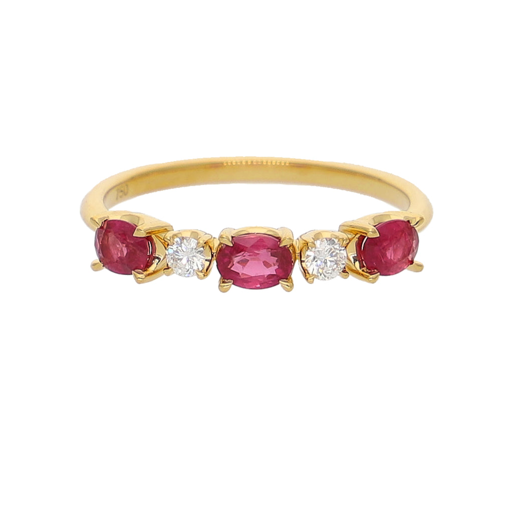 Anillo Oro Amarillo Rubí y Brillantes AN-14070