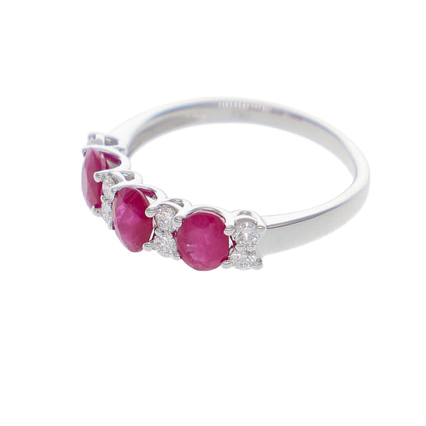 Anillo Oro Blanco Rubí y Brillantes AN-14071