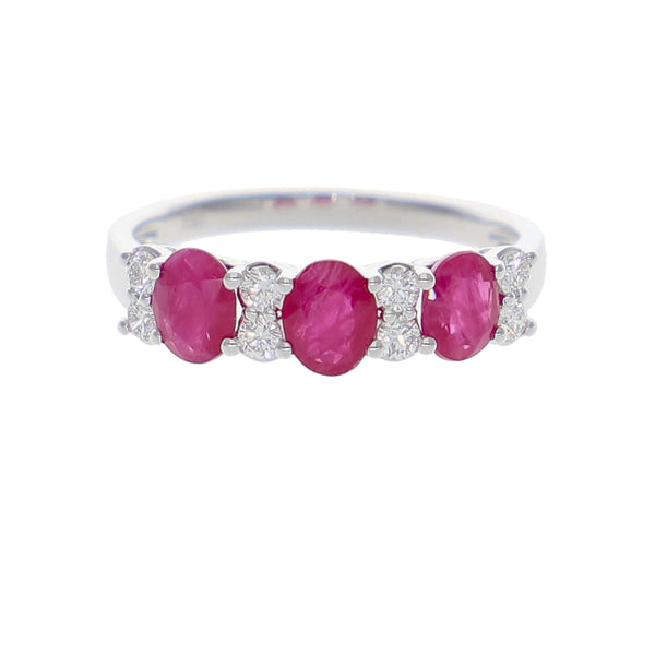 Anillo Oro Blanco Rubí y Brillantes AN-14071