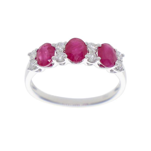 Anillo Oro Blanco Rubí y Brillantes AN-14071