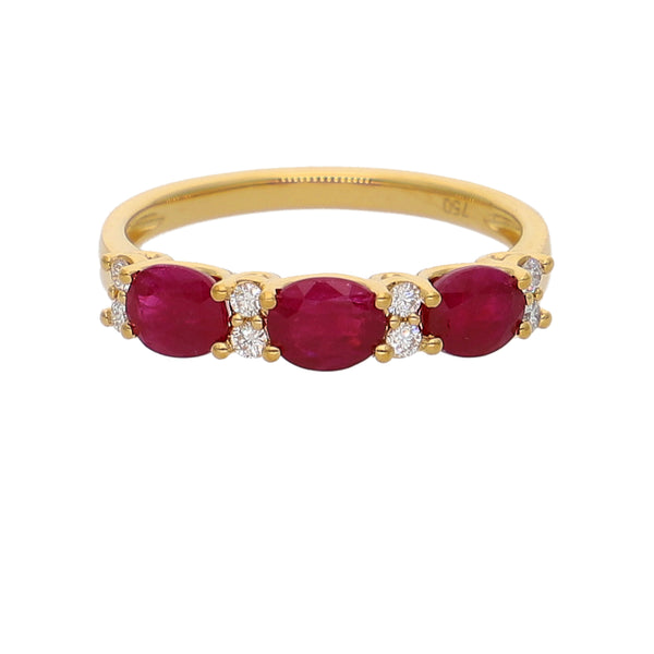 Anillo Oro Amarillo Rubí y Brillantes AN-14073