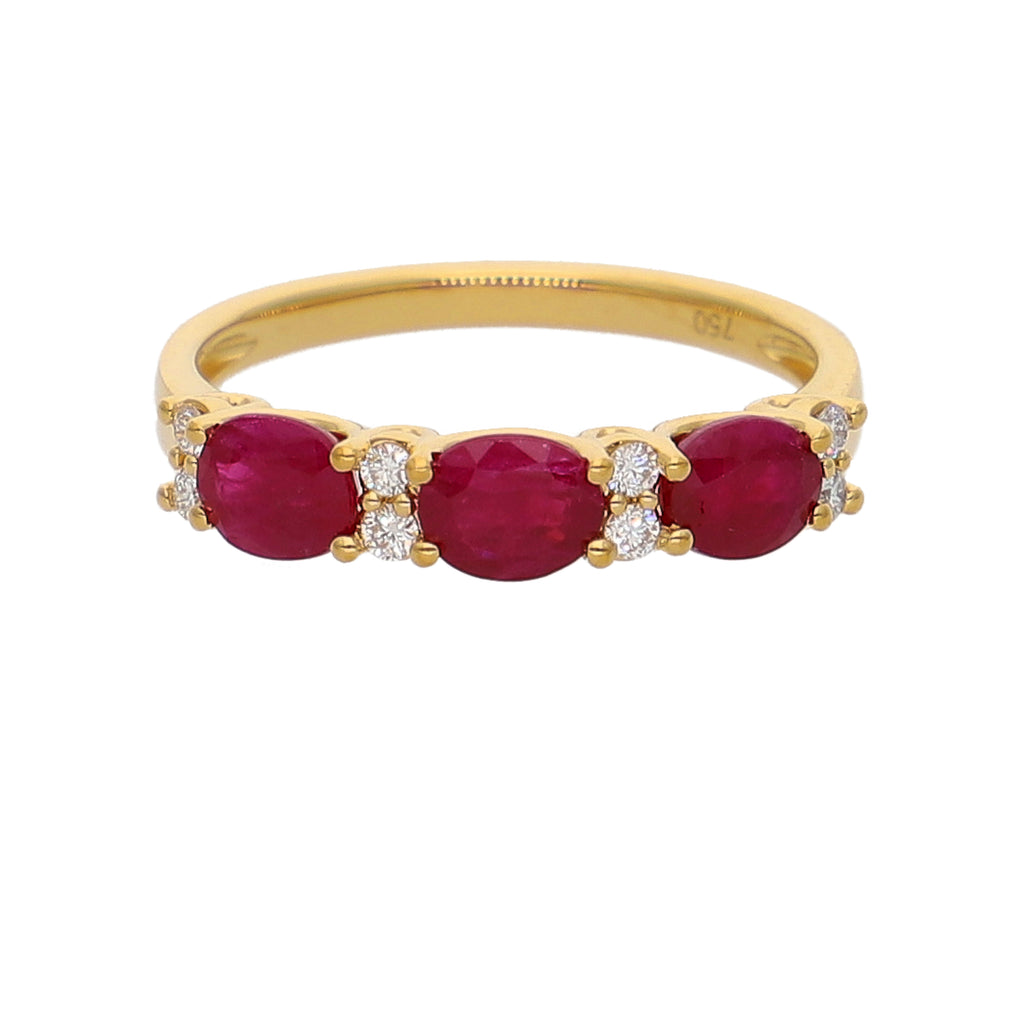 Anillo Oro Amarillo Rubí y Brillantes AN-14073