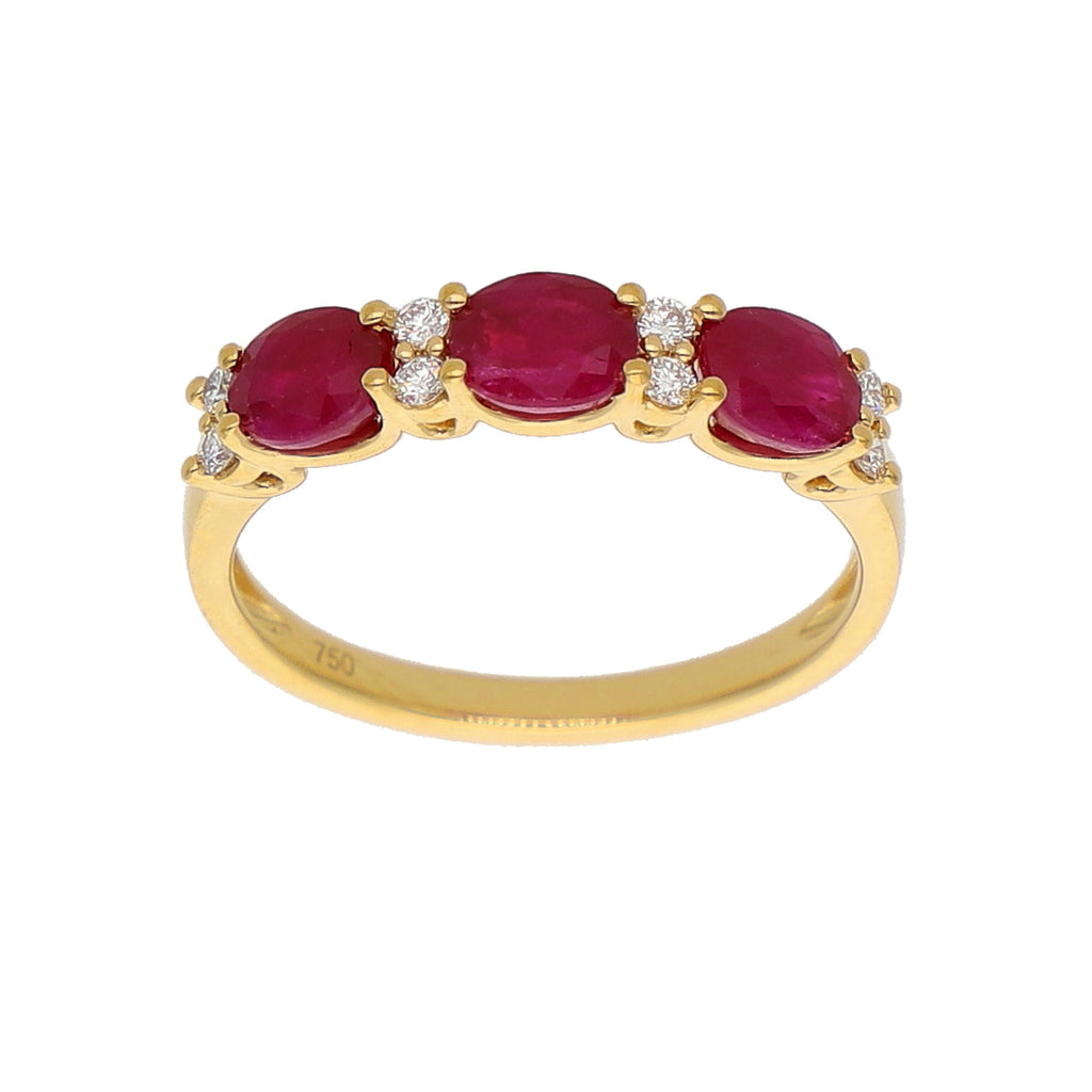 Anillo Oro Amarillo Rubí y Brillantes AN-14073