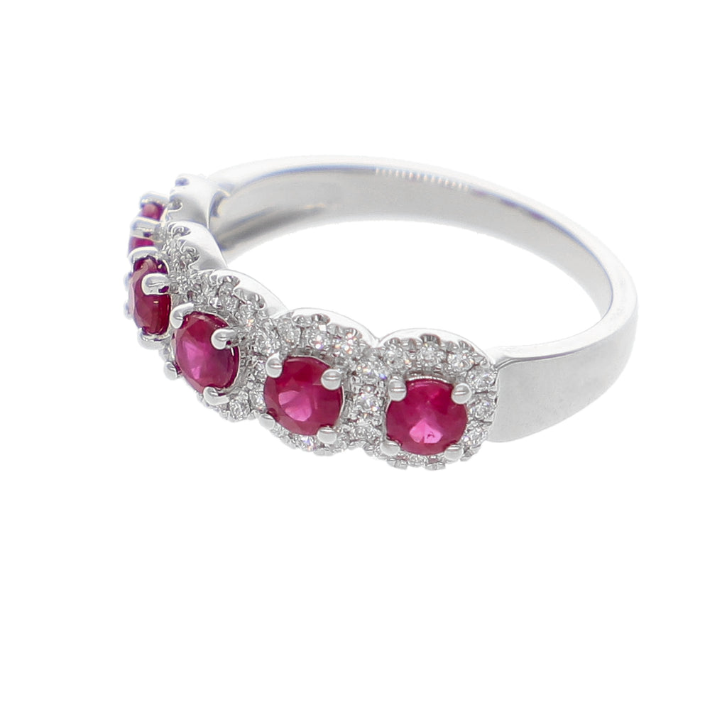 Anillo Oro Blanco Rubí y Brillantes AN-14074