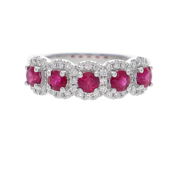 Anillo Oro Blanco Rubí y Brillantes AN-14074