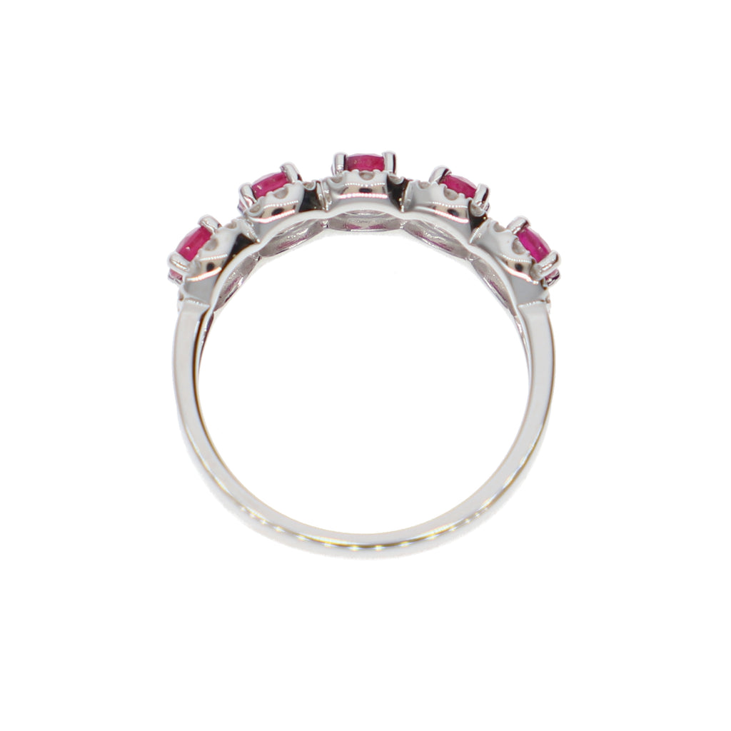 Anillo Oro Blanco Rubí y Brillantes AN-14074