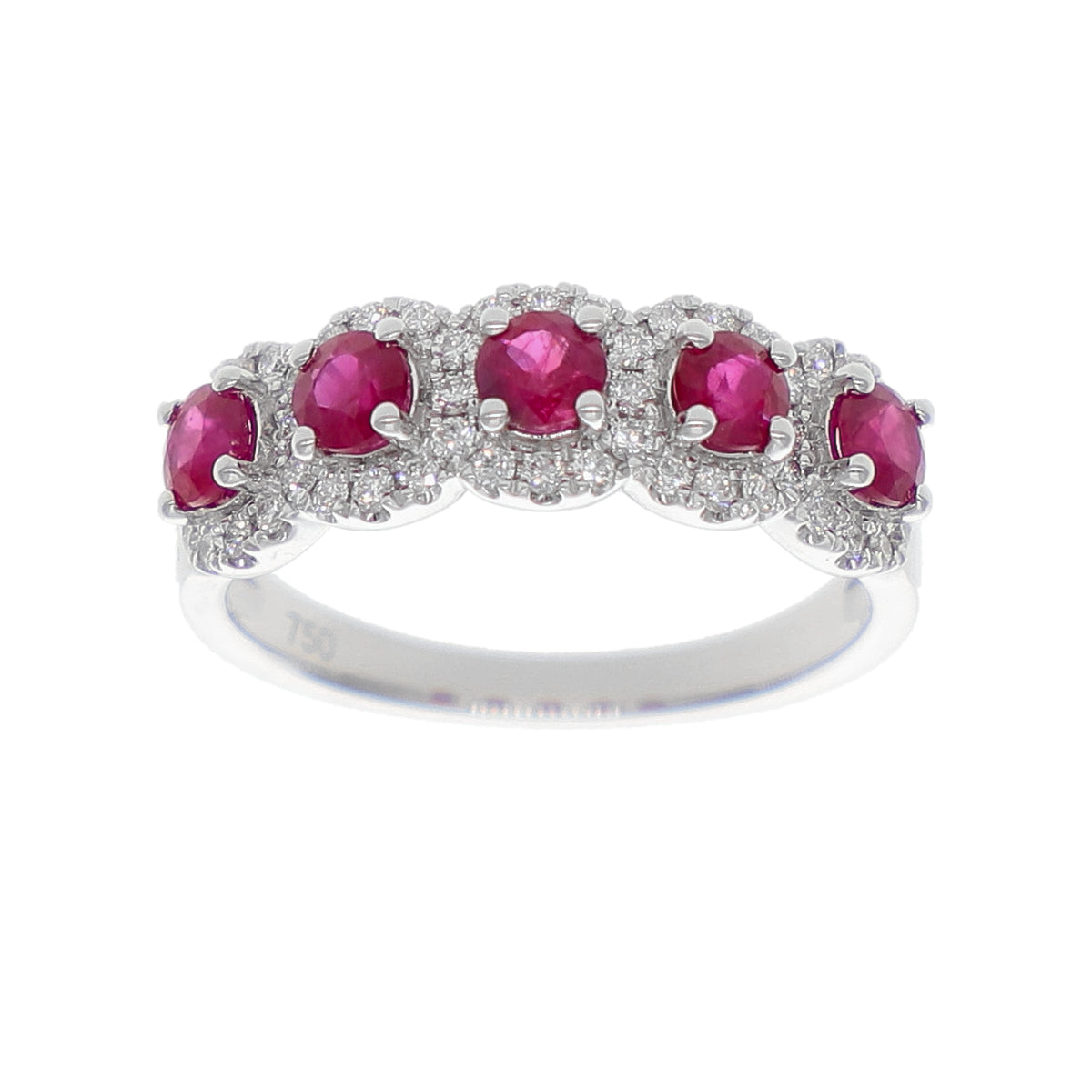Anillo Oro Blanco Rubí y Brillantes AN-14074