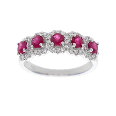 Anillo Oro Blanco Rubí y Brillantes AN-14074