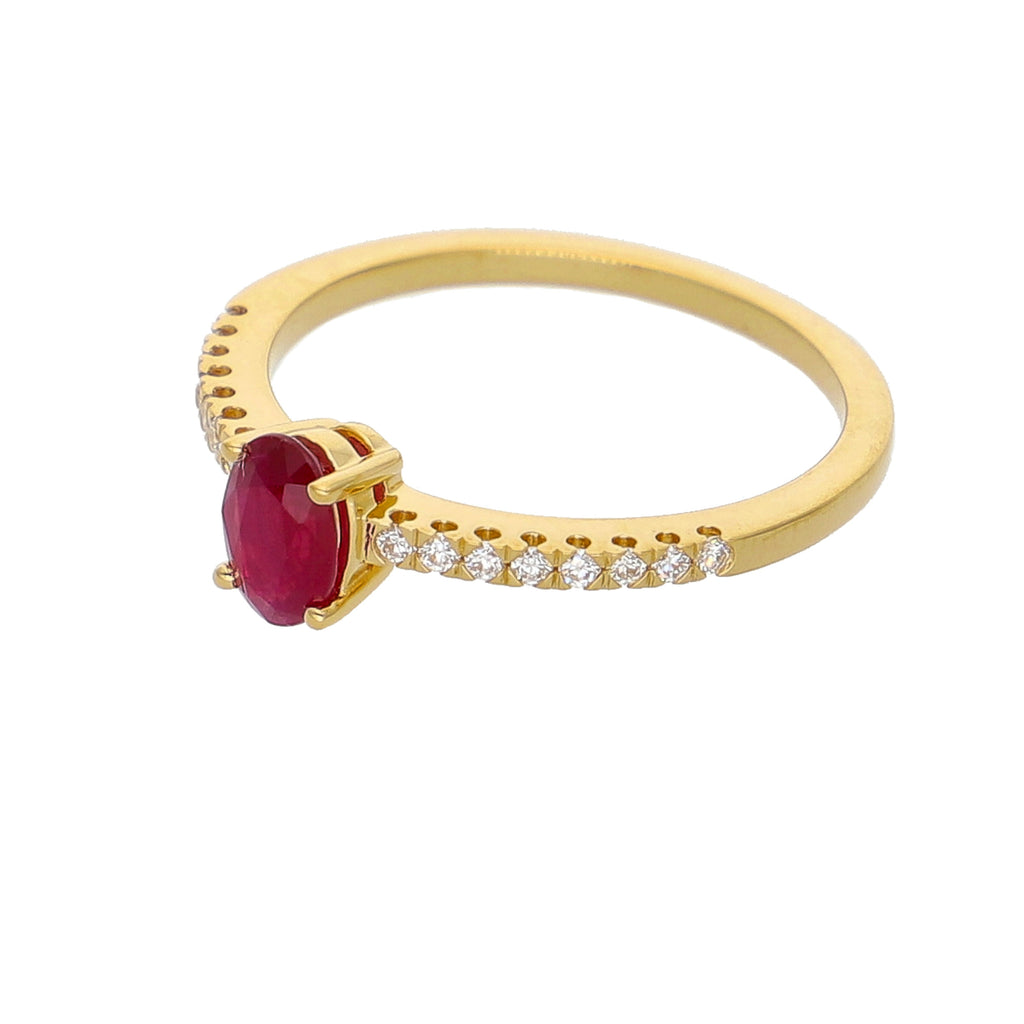 Anillo Oro Amarillo Rubí y Brillantes AN-14075