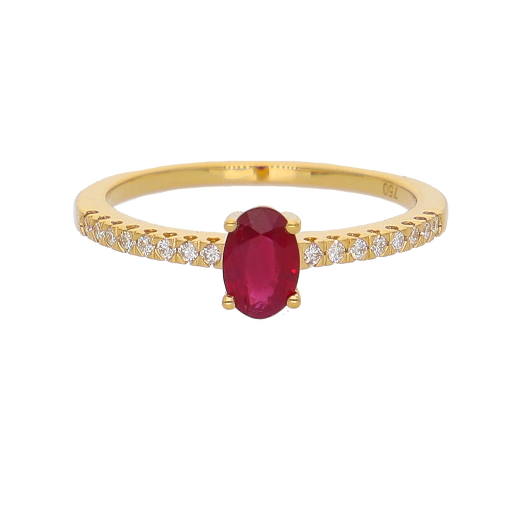 Anillo Oro Amarillo Rubí y Brillantes AN-14075