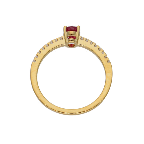 Anillo Oro Amarillo Rubí y Brillantes AN-14075