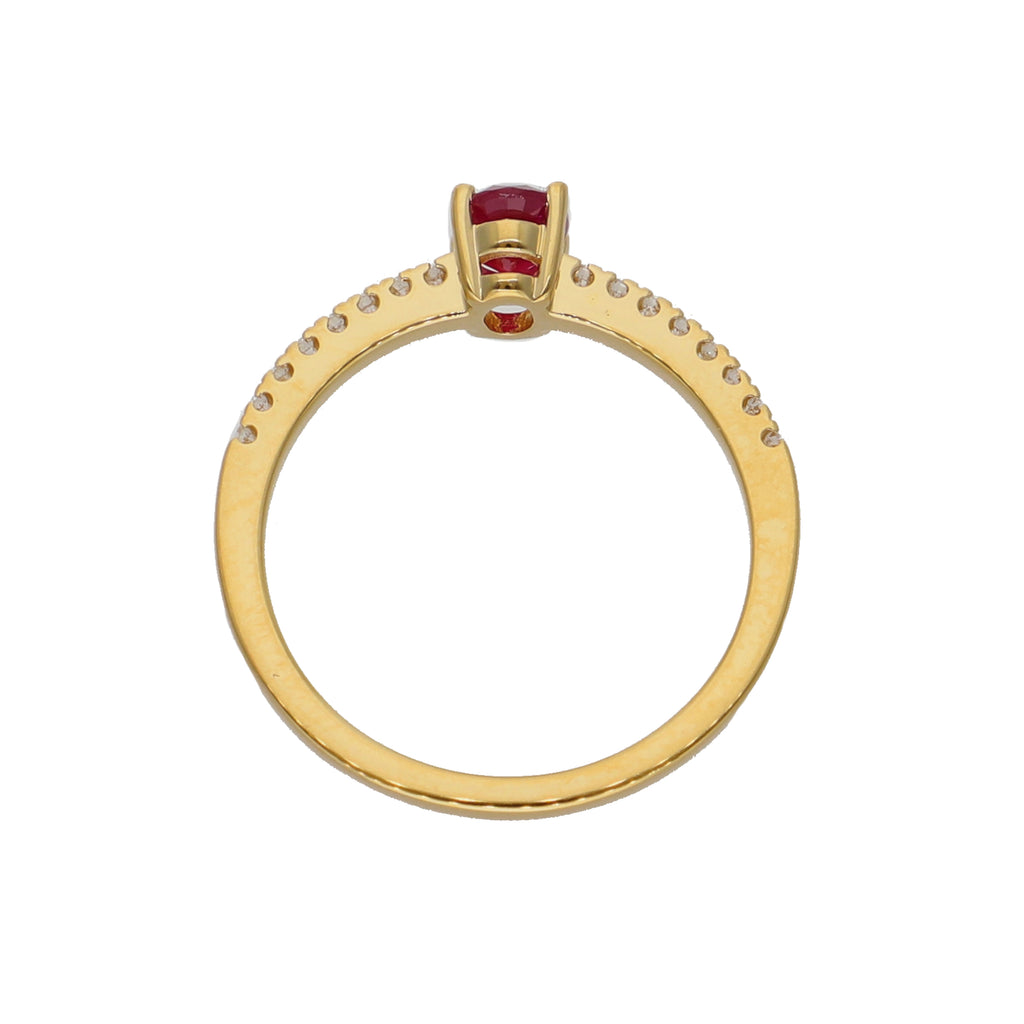 Anillo Oro Amarillo Rubí y Brillantes AN-14075