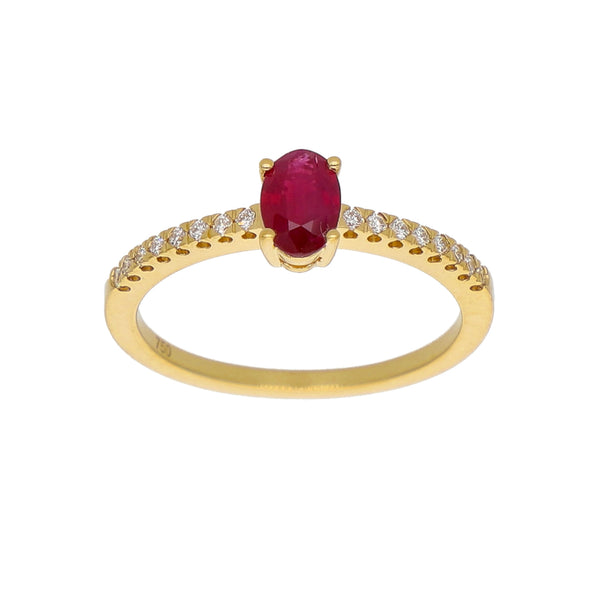 Anillo Oro Amarillo Rubí y Brillantes AN-14075