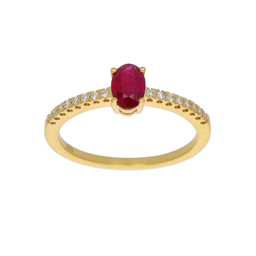 Anillo Oro Amarillo Rubí y Brillantes AN-14075