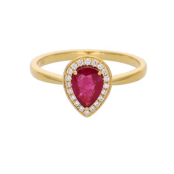 Anillo Oro Amarillo Rubí y Brillantes AN-14076