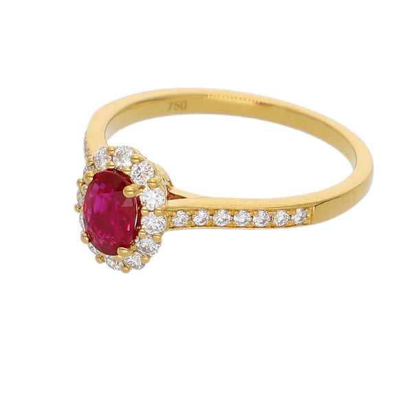 Anillo Oro Amarillo Rubí y Brillantes AN-14077