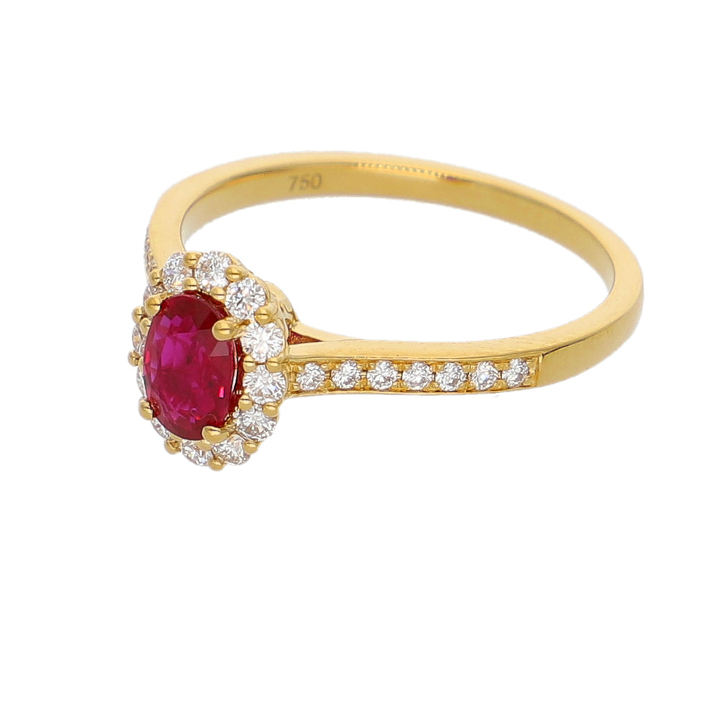 Anillo Oro Amarillo Rubí y Brillantes AN-14077