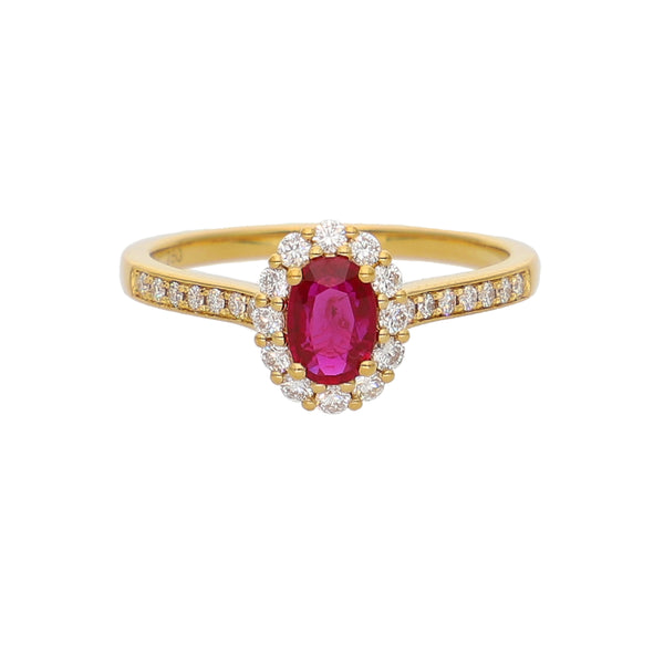 Anillo Oro Amarillo Rubí y Brillantes AN-14077