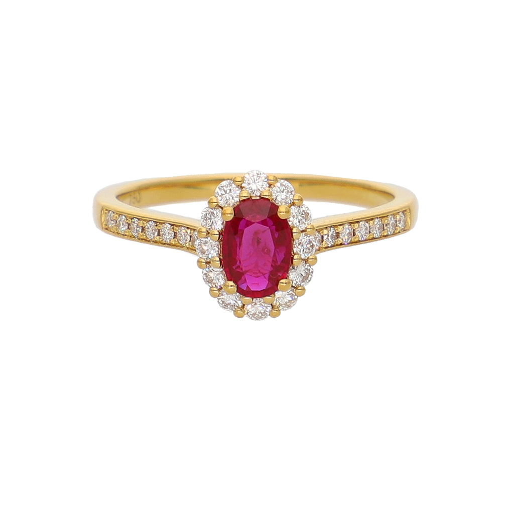 Anillo Oro Amarillo Rubí y Brillantes AN-14077