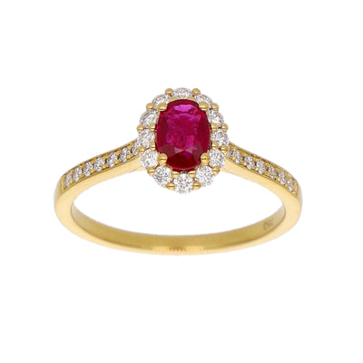 Anillo Oro Amarillo Rubí y Brillantes AN-14077