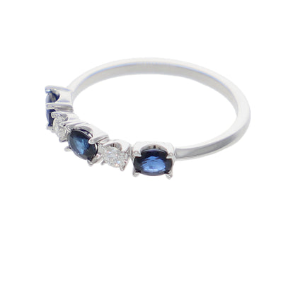 Anillo Oro Blanco Zafiro Azul y Brillantes AN-14078