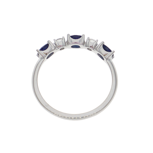 Anillo Oro Blanco Zafiro Azul y Brillantes AN-14078
