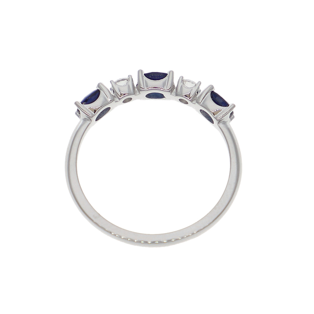 Anillo Oro Blanco Zafiro Azul y Brillantes AN-14078