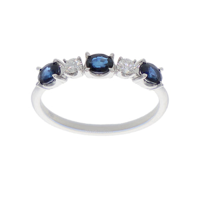 Anillo Oro Blanco Zafiro Azul y Brillantes AN-14078