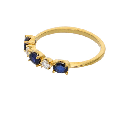 Anillo Oro Amarillo Zafiro Azul y Brillantes AN-14079