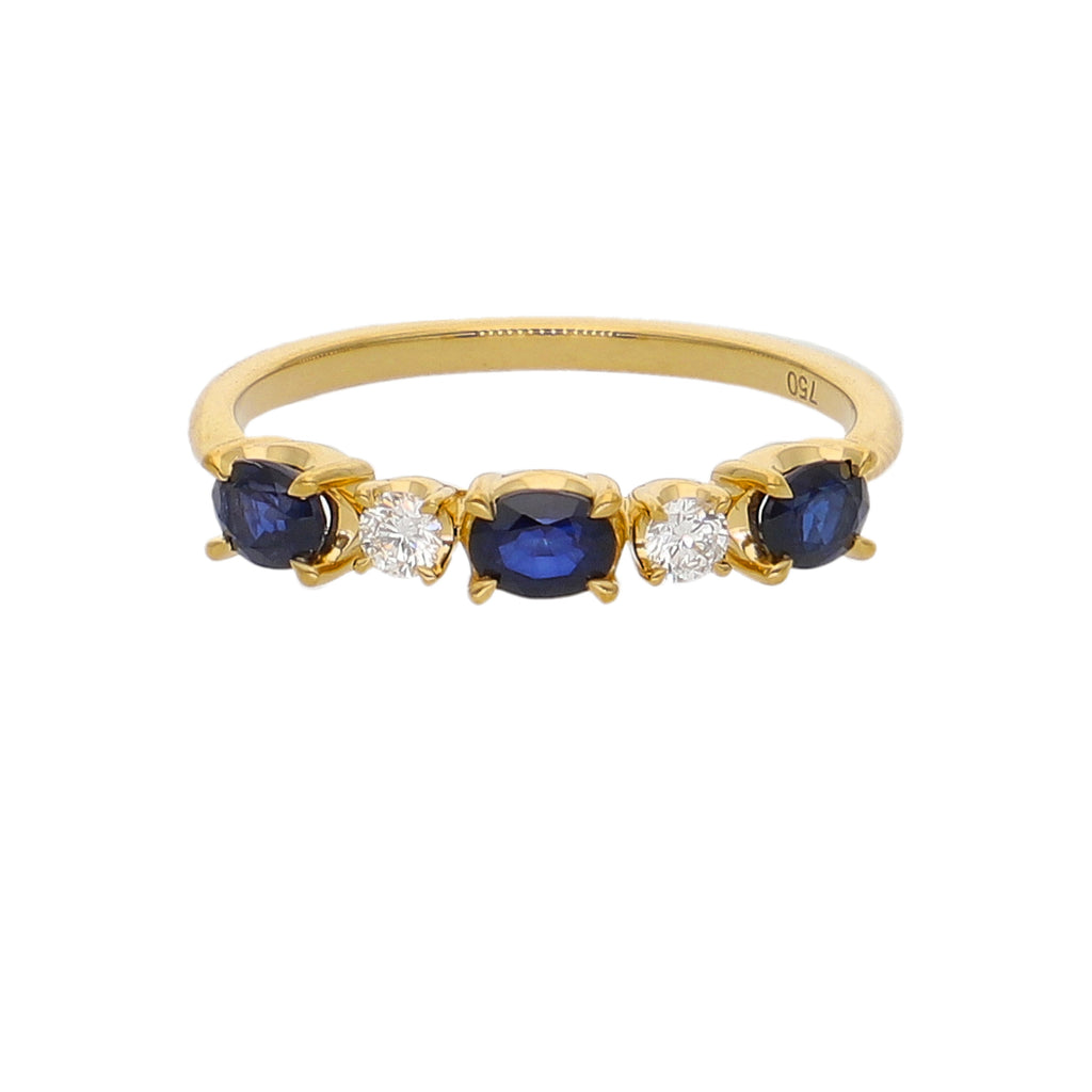Anillo Oro Amarillo Zafiro Azul y Brillantes AN-14079