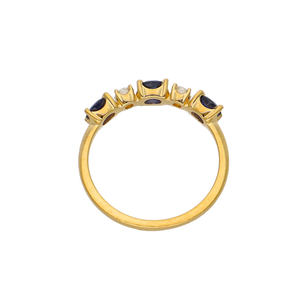Anillo Oro Amarillo Zafiro Azul y Brillantes AN-14079